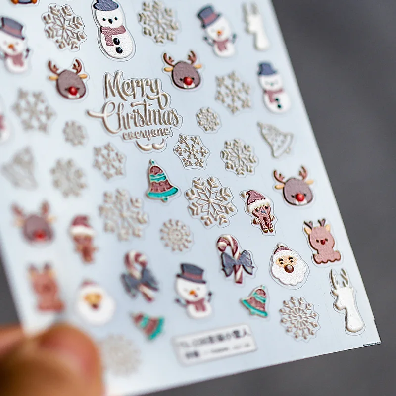 

TS-238 Newest 5D embossed nail stickers pro Christmas snowman nails sticker nail art stickers, Japanese nails sticker