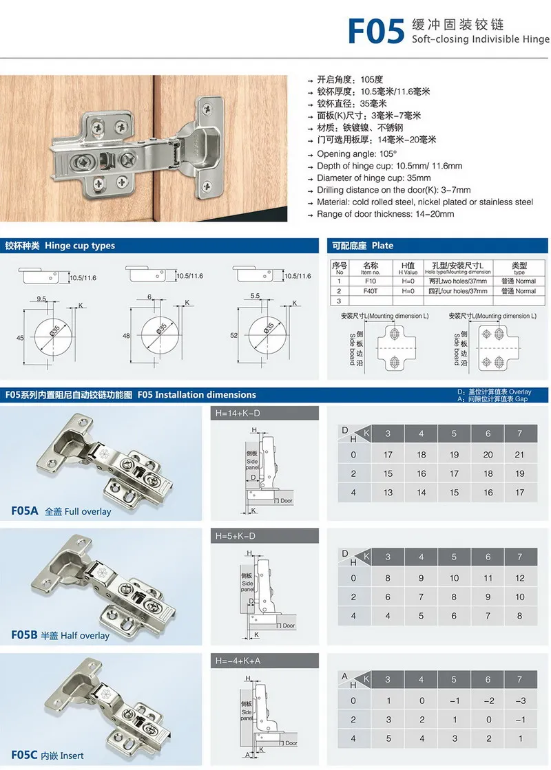 Sh Abc 35mm Indivisible Hydraulic Kitchen Cabinet Door Hardware Soft ...