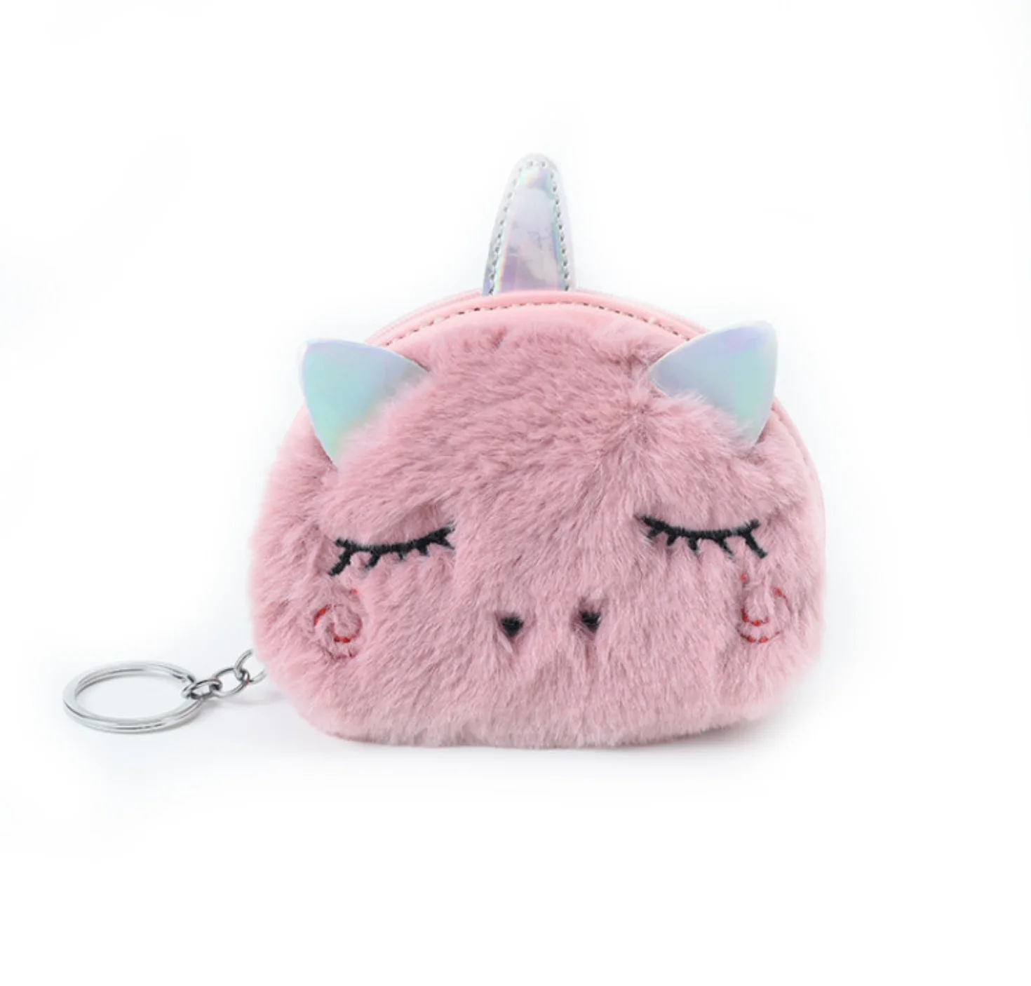 

New Design Small Cute Animal Shape Cat Unicorn Purse Custom Toy Plush Coin Purse, Pink,can custom