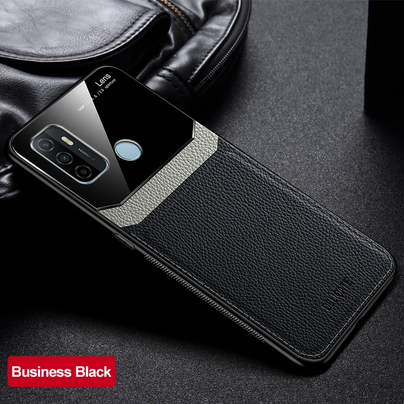 

A53 Case Design Shockproof PC Grained Leather Back Cover Cell Phone Case For OPPO A53 A32 A33 A53S 2020 Cover