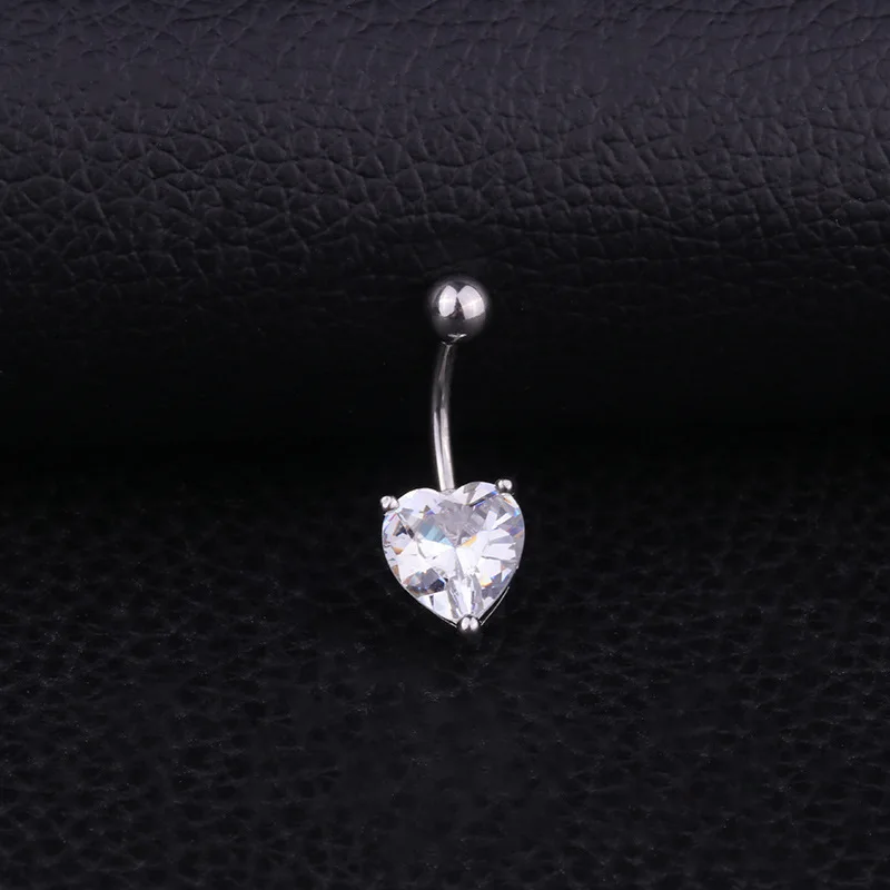 

2021 Sailing Piercing Jewelry 316L Stainless Steel Heart Belly Rings Heart Shaped CZ Belly Button Rings