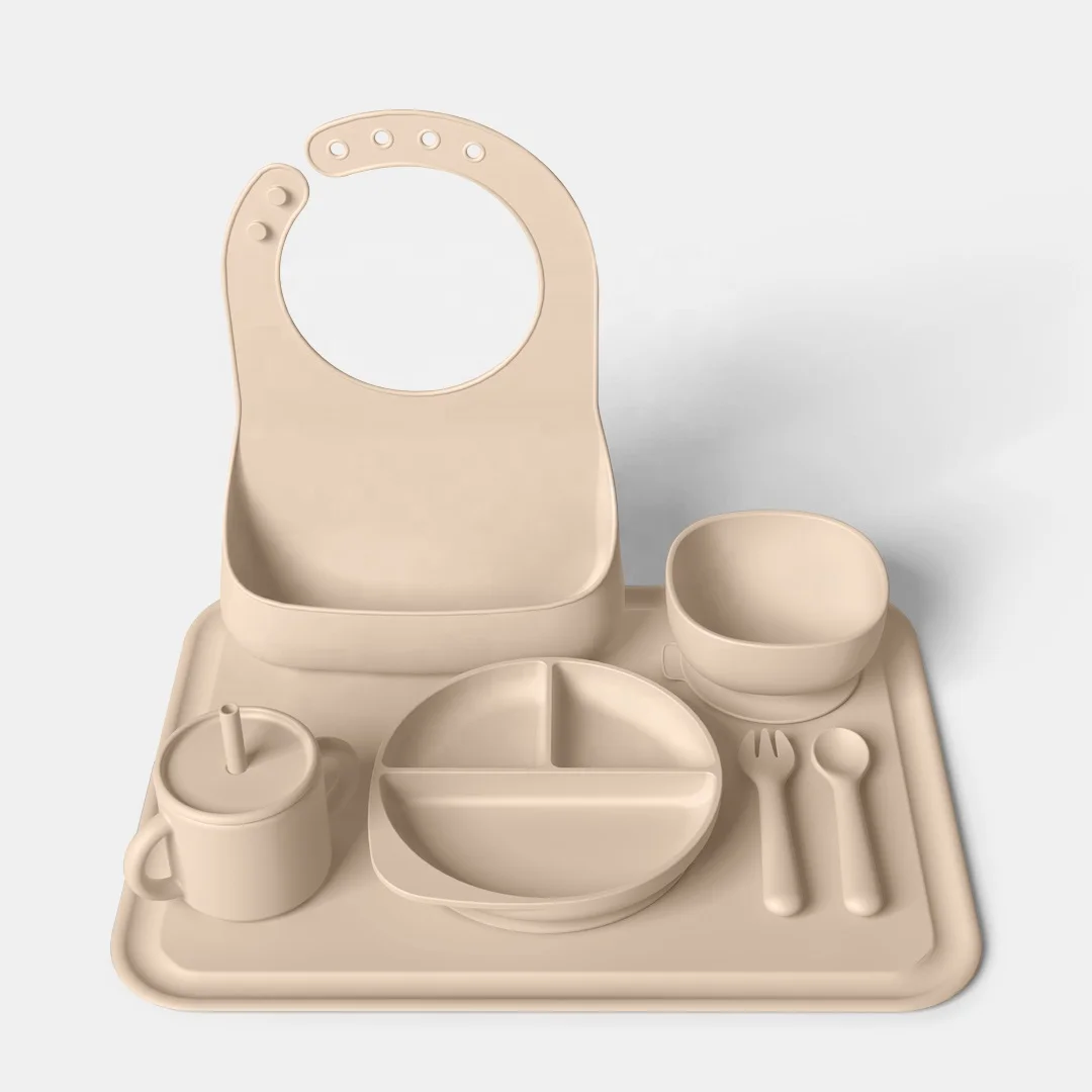 

Silicone Dinnerware Set Baby Feeding Plates Non Slip Bowl Spoon Fork Cup Cartoon Kids Dinnerware Dinner Sets
