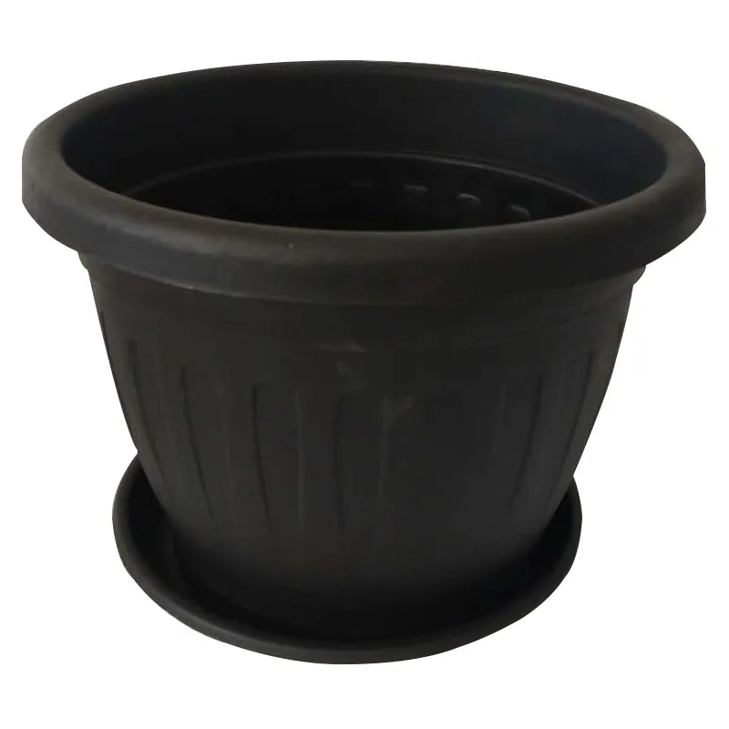 

Ronbo Sunrise Light weight outdoor round planter black plastic flowerpots, As picture or customized