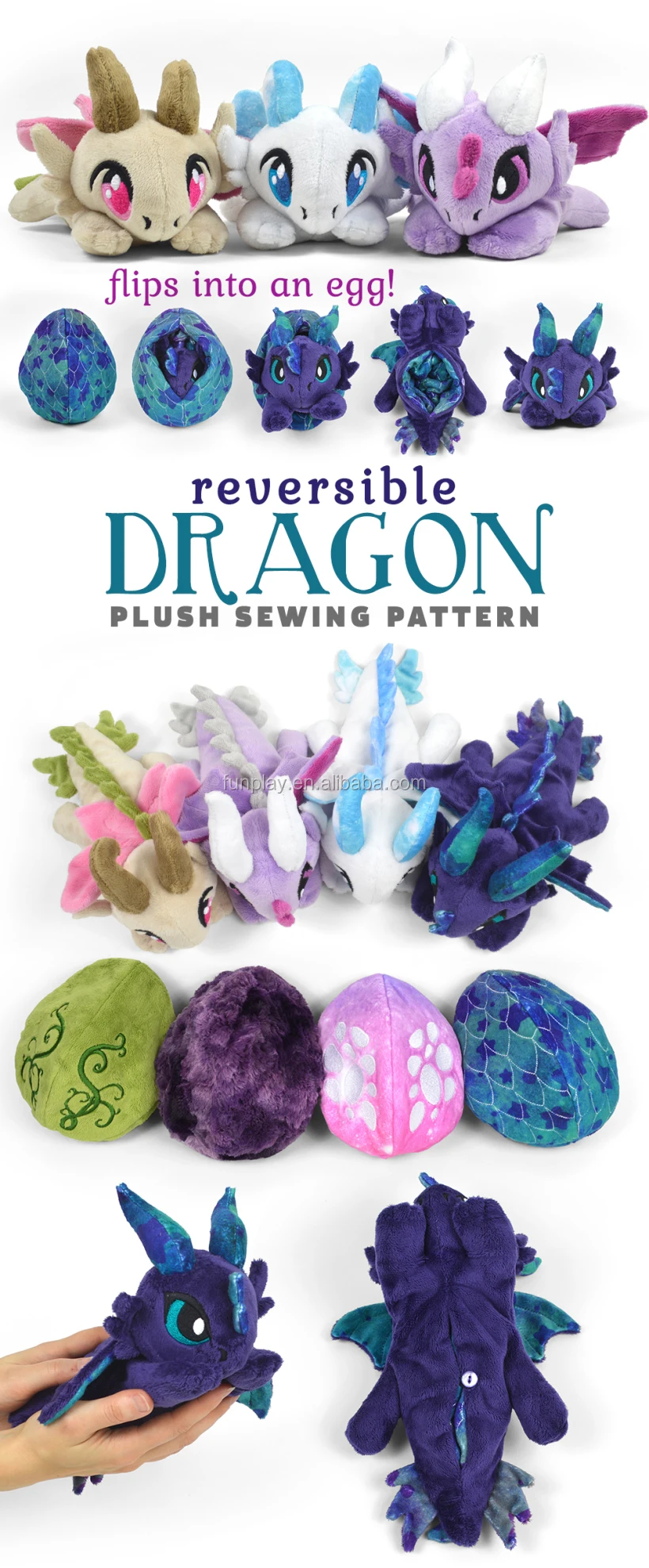 Plush Reversible Dragon Soft Toy 