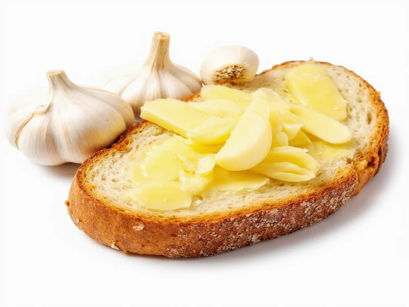 Fresh garlic cloves and butter for homemade toast