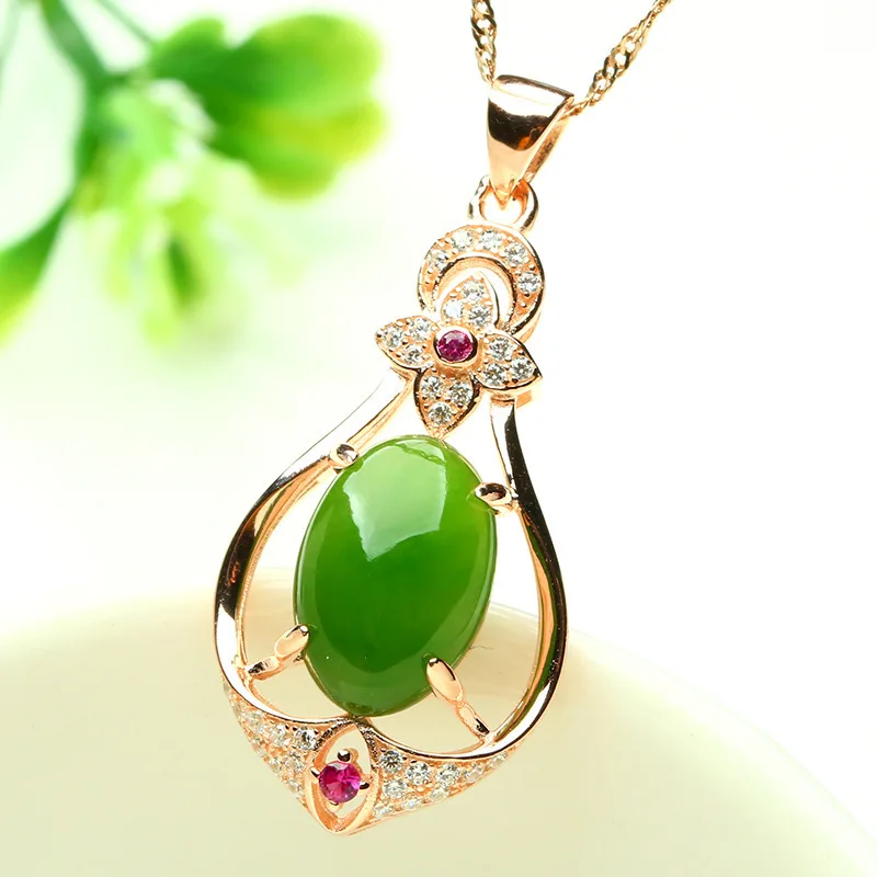 

Jade Water droplet Pendant Jewelry Gifts Women Fashion Necklace Charm Chalcedony Chinese Hetian Natural Amulet 925 Silver