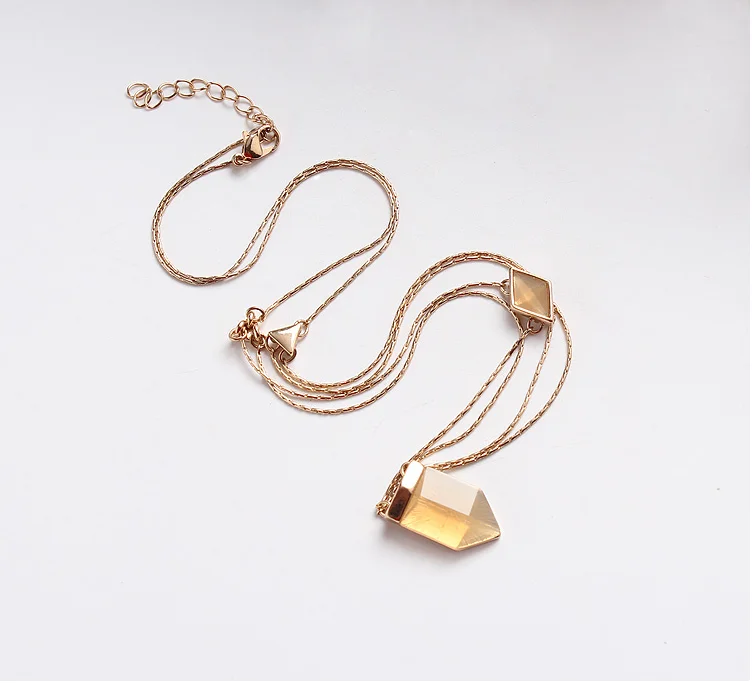 

elegant creative geometric crystal square resin arrow simple necklace sweater copper chain mesh chain female pendant necklace, Picture