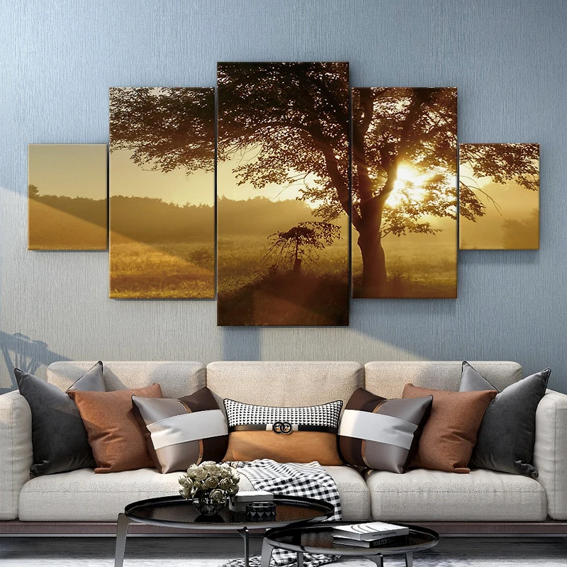 5 piece modern handmade fine wall art natural scenery tree painting on canvas landscape print picture