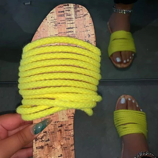 

New Arrival wholesale fashion shoes women sandals outdoor non-slip footwear slides flat slippers for ladies women, Yellow/orange