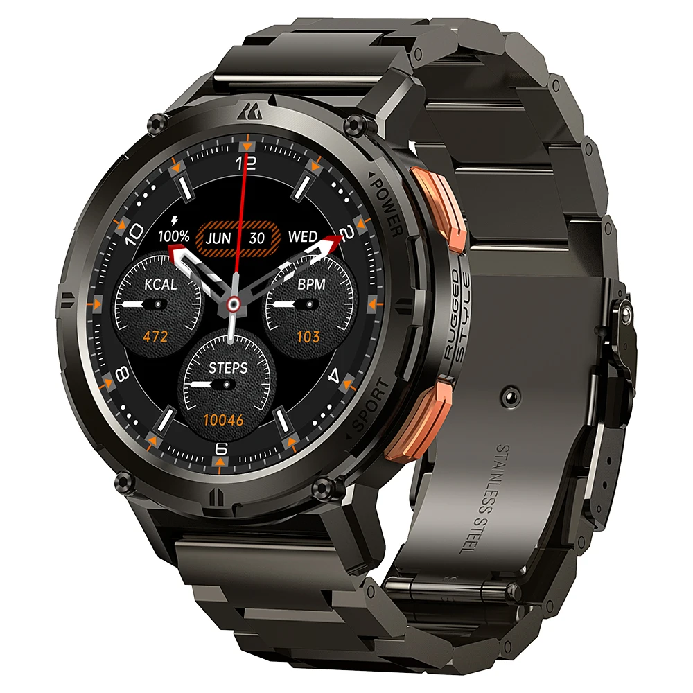 

KOSPET TANK T2 Men Full Touch Screen Smart Watch Bt Call Heart Rate Monitor Amoled Sports Wristwatches