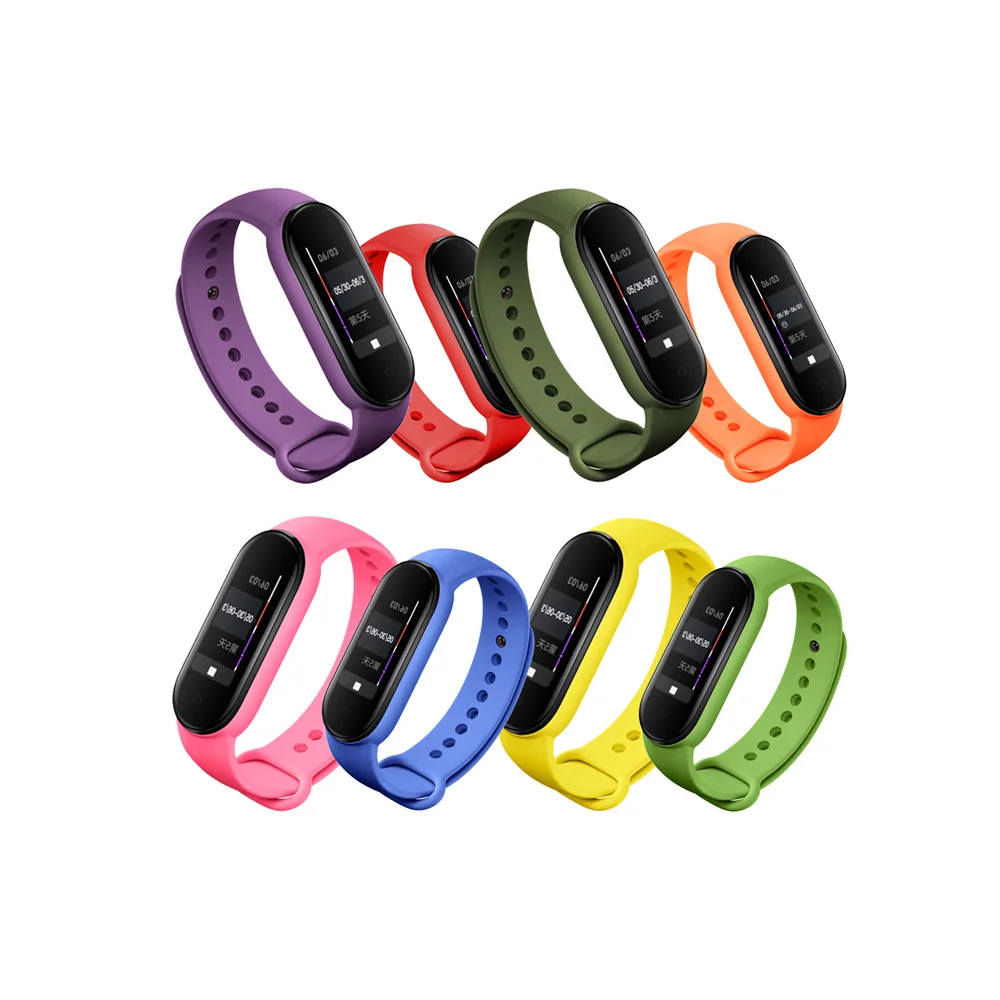 

Multiple Color Sport Silicone Rubber Watch Strap For Xiaomi Mi Band 6 5 4 3, 25 optional colors