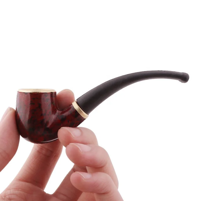 

Mini 10cm Bent Chinese Small Pipe Plastic Metal Smoke Pipe Dry Herb Tobacco Pipe, Picture