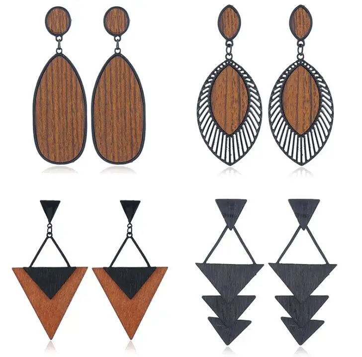 

Fashion african drop wooden jewelry hoop searrings woman diy jewelry