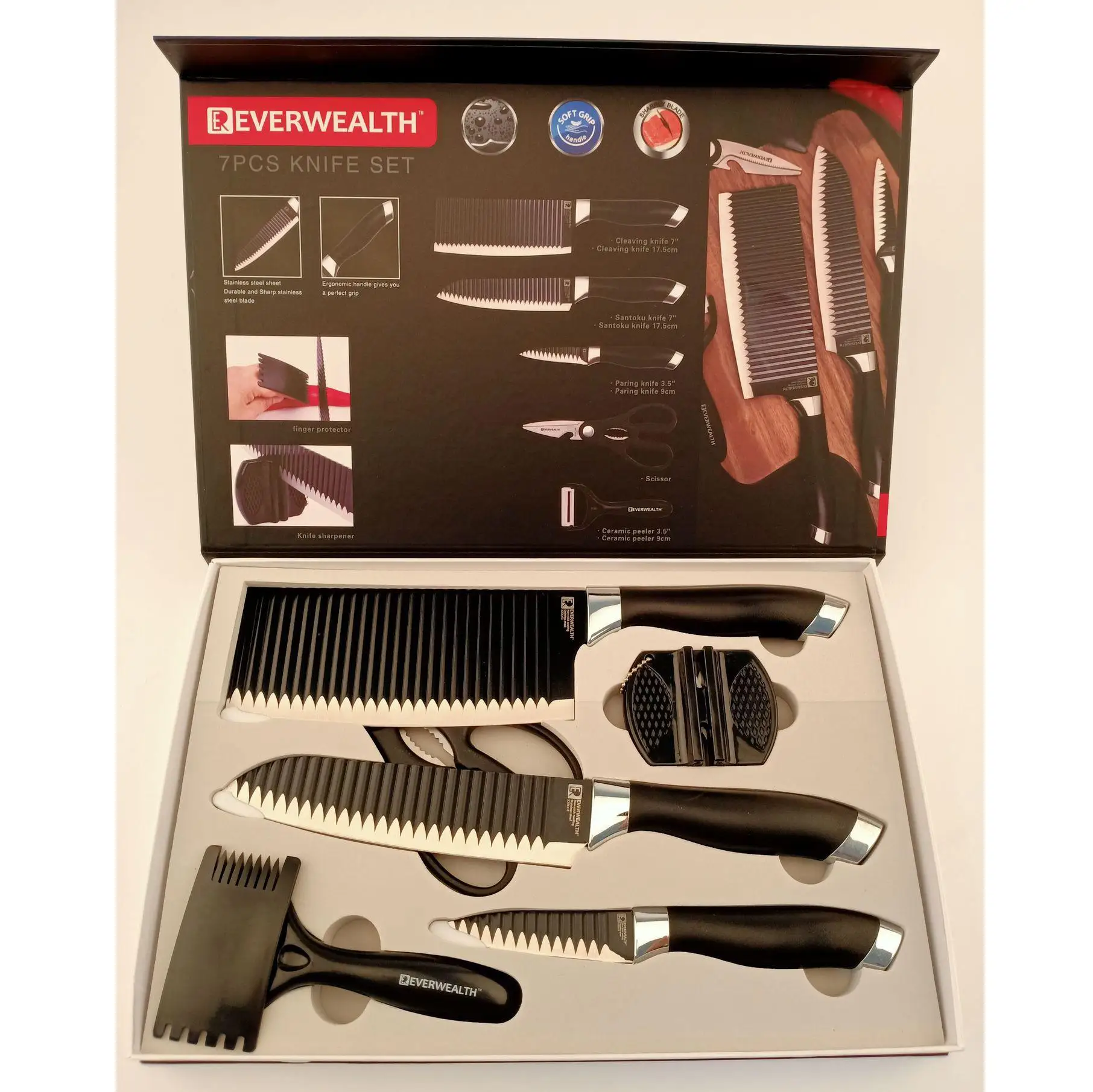 

Stainless steel kitchen knife and scissors Household Kitchen Gift Knife Combination Set All 7-piece slicing multi-purpose knife