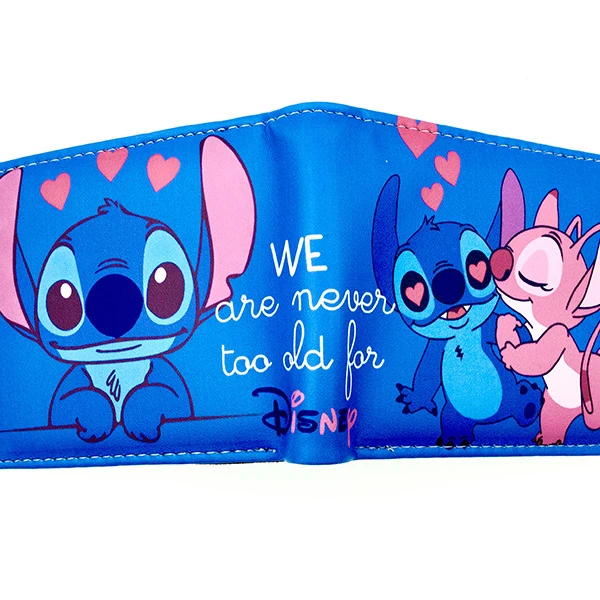 

China jewelry premium supplier cute cartoon Stitch short wallet anime blue long ears Stitch interstellar baby PU wallet