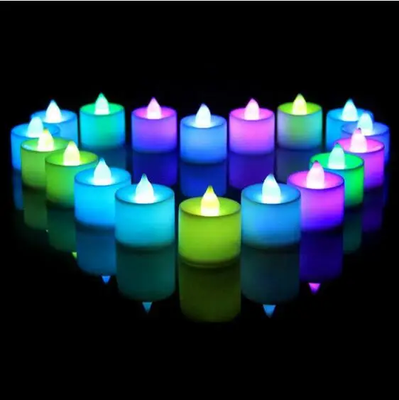 Creative LED Candle Multi-color Lamp With Battery Simulation Color Flame Tea Light