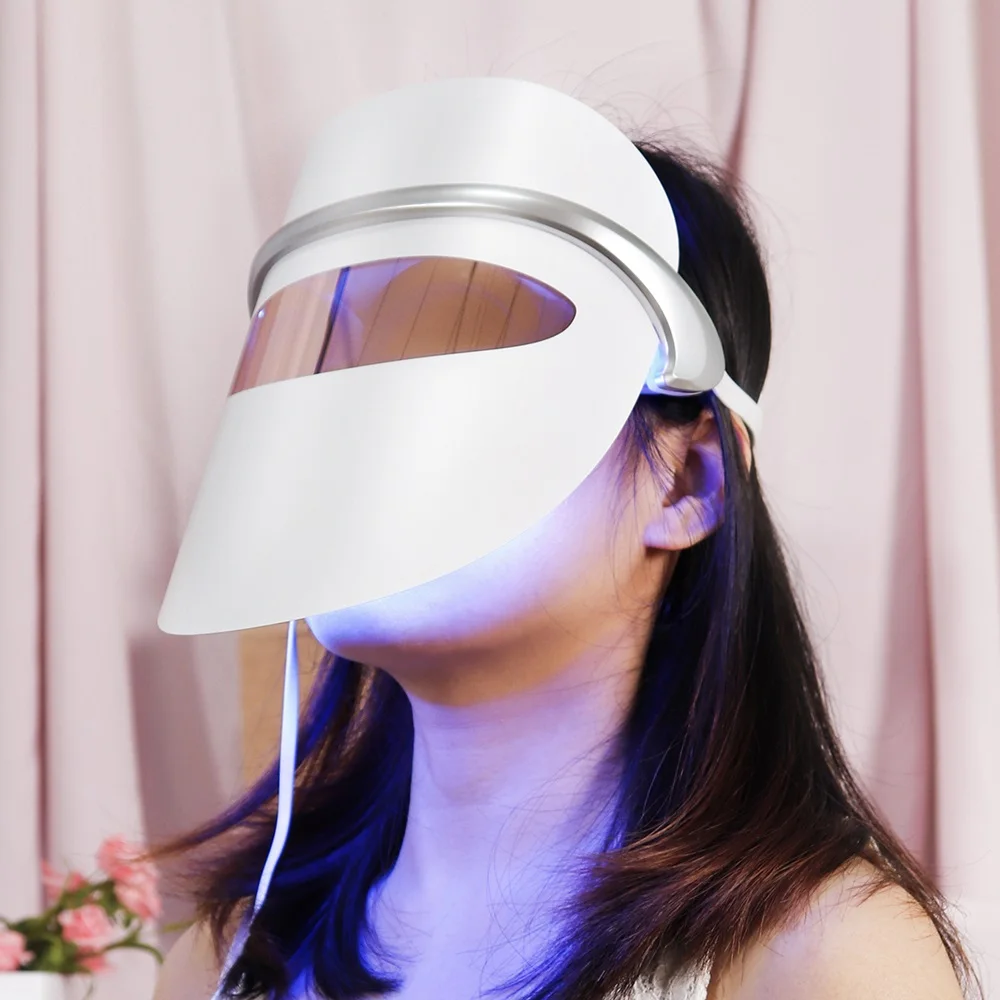 

NEW Face LED Light Therapy Skin Mask Red Blue Yellow Led Skin Rejuvenation Anti Wrinkle Facial Mask Eye Vibration Massager Led