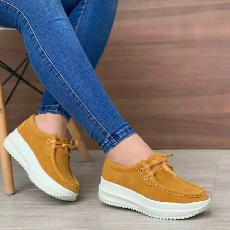 

New Flat Shoe Women 2021 Autumn Plus Size Lace-Up Fashion Casual Comfortable Sneakers Women Shoes Wedge Platform