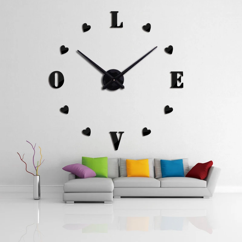

Modern Acrylic DIY Living Room Home Decoration Large 3D Wall Clock Sticker