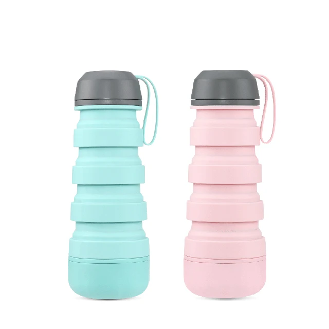 

New fashion telescopic folding cup outdoor leisure sports food grade silicone water bottle 400ml