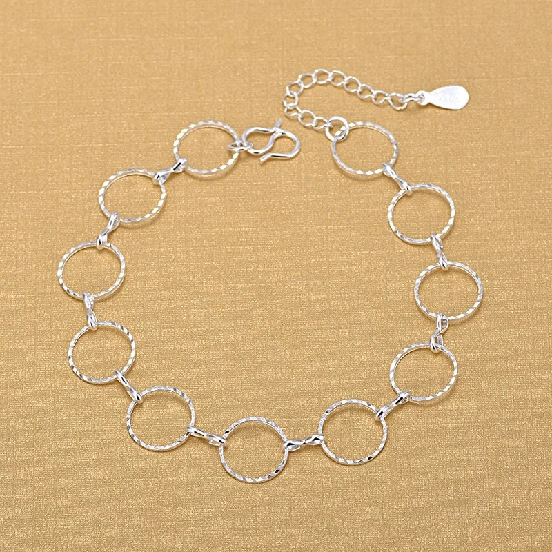 

Wholesale Women 925 Sterling Silver Twist Round Circle Link Chain Bracelets Female Jewelry