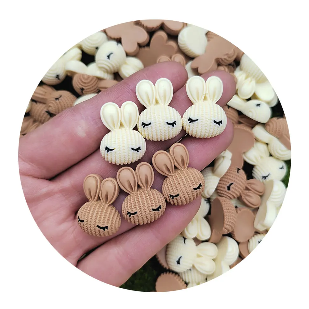 

100pcs Cute White/brown Rabbit Flat Back Heads Cabochon Art Decor Charm Craft Embellishment Accessories Scrapbooking Craft