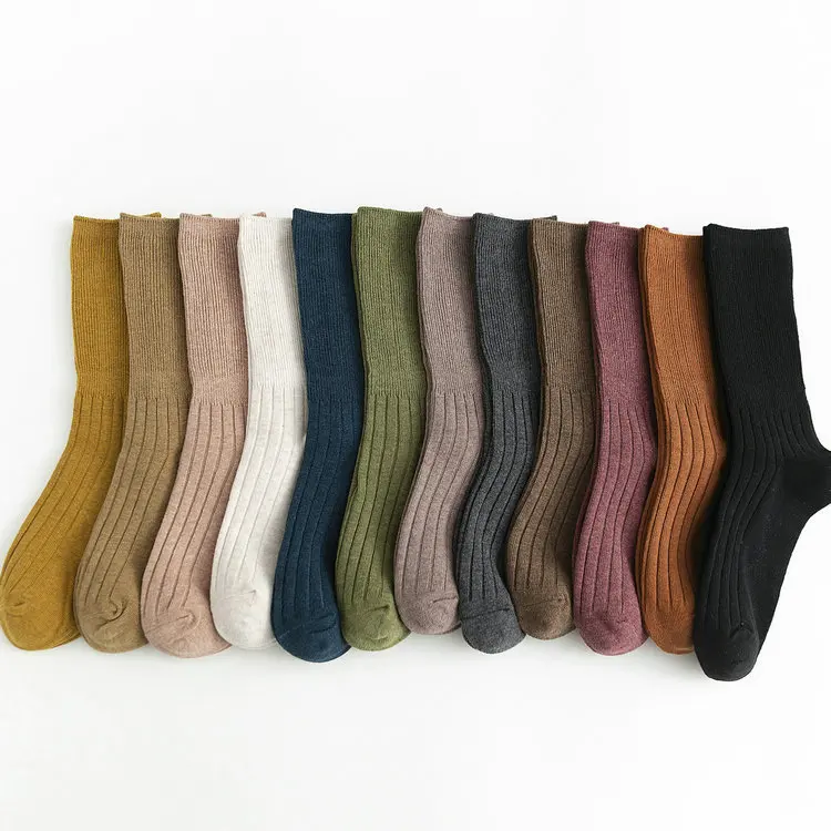 

Bonypony Women Classic Knit Combed Cotton Crew Socks Fashion Casual Rib Slouch Socks, Black,white,dark gray,yellow,green,blue,purple,khaki,brown,orange