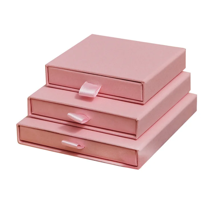 

2022 LOW MOQ custom brand name pink cardboard slide drawer jewelry box, White / black