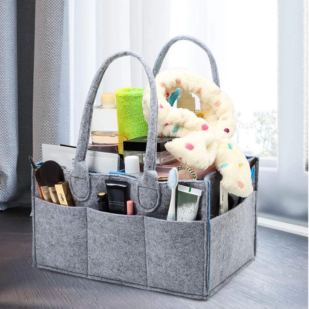 

Hot selling type felt baby diapers organizer diaper caddy for mother, Blue and grey or customized