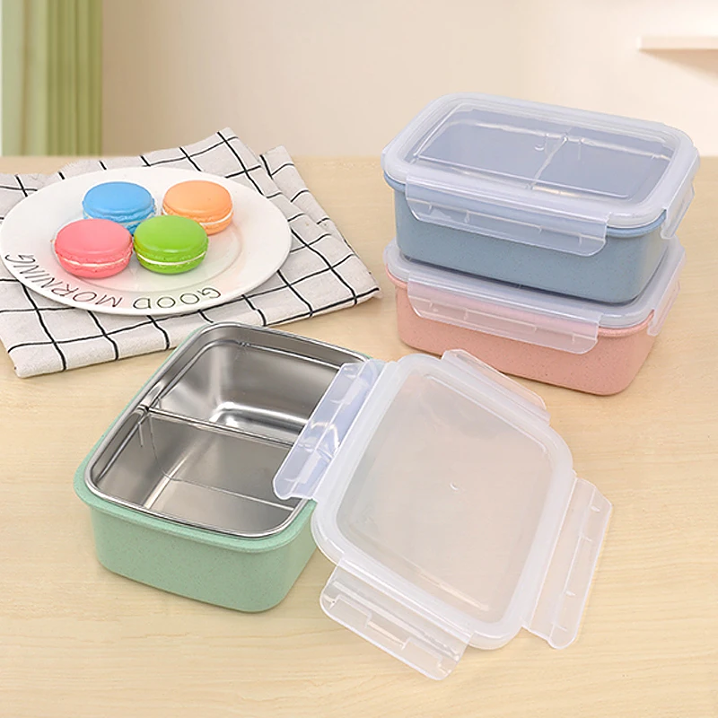 2 Compartments Prep Containers Korean Style Kids Bento Box Meal Tiffin ...