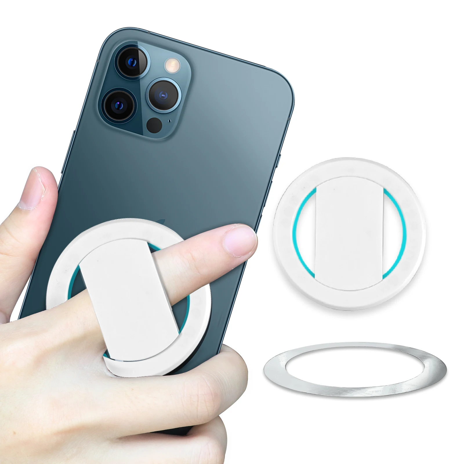 

New Version Phone Grip Workable for Wireless Charger Phone Stand Magnetic Phone Finger Grip Holder for Iphone 12, Black