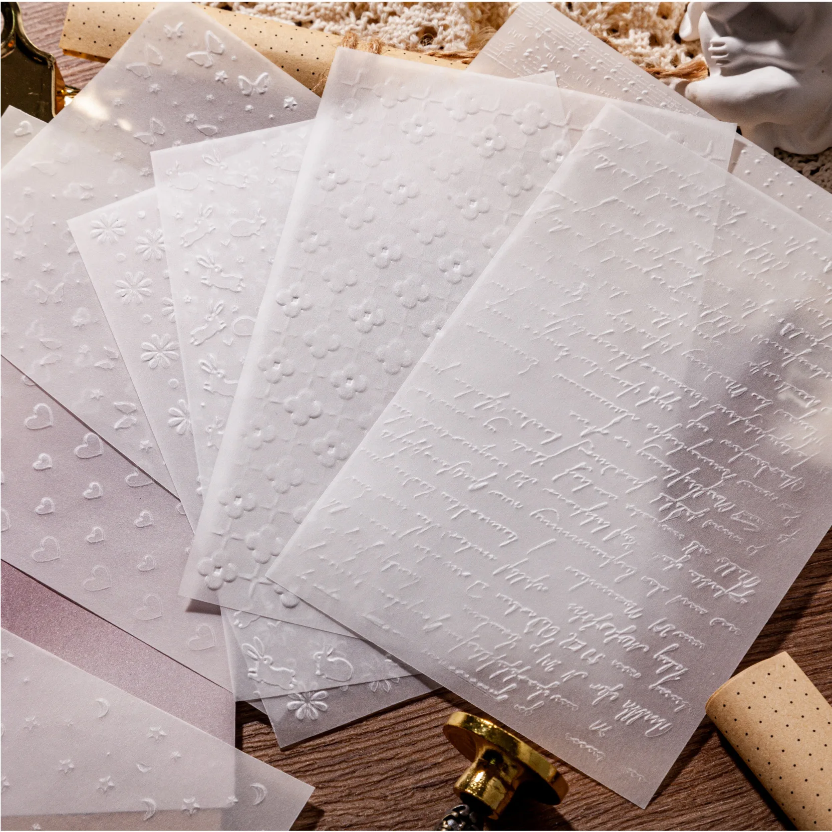 

10 Sheets/Pack Material Paper Fog Series Ins Parchment Paper Embossed Hand Account DIY Decorative Base