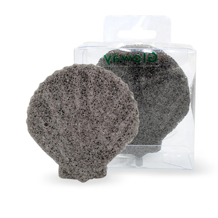 

OEM Shell Shape Organic Natural Soft Facial Wash Cleansing Sponge Customized Face Konjac Sponge with Box