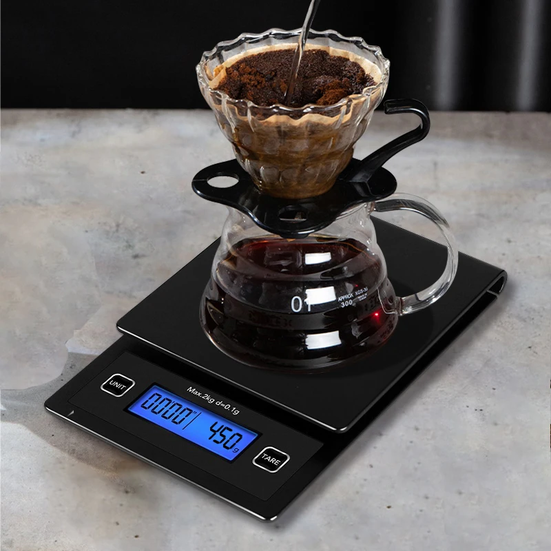 

Multifunction AAA Batteries 2000G Kitchen Coffee Scale With Tare Function Timing Function