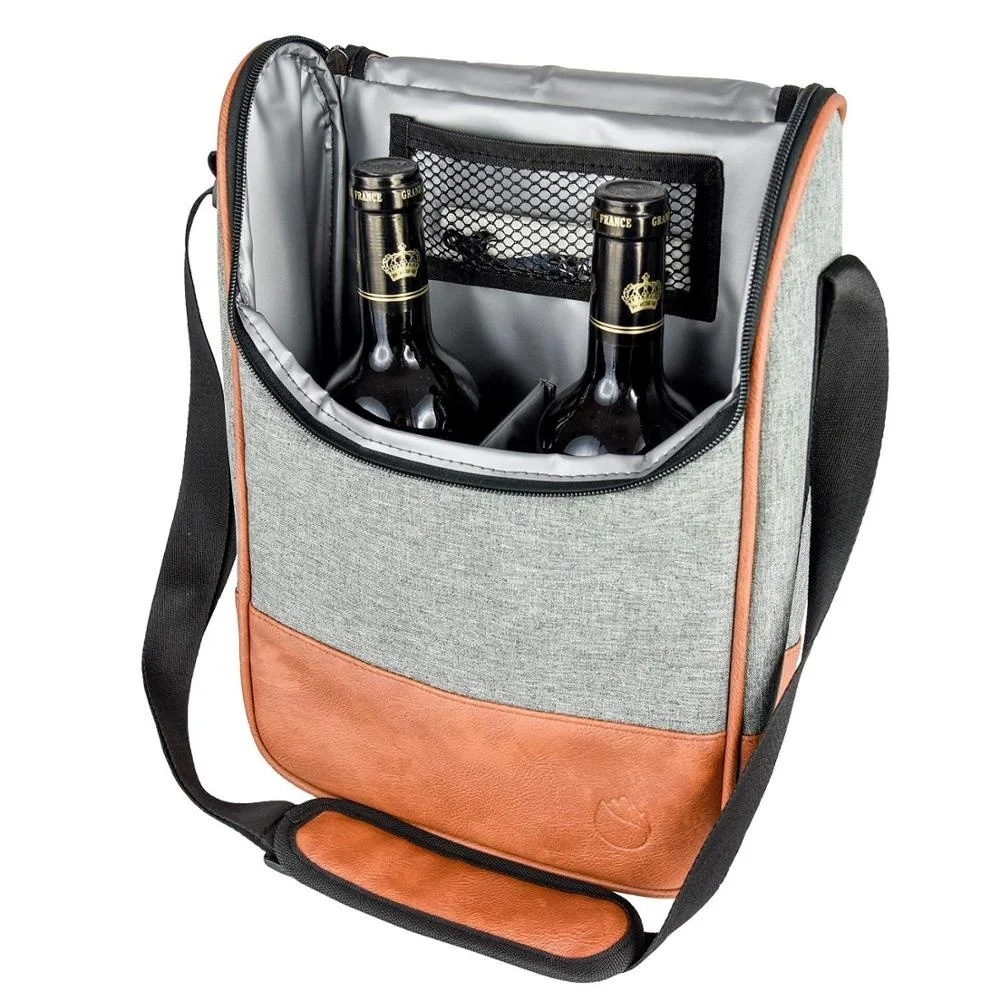 

Insulated 2 Bottle Wine Carrier | Portable Wine Tote Cooler Bag | Adjustable Shoulder Strap, Customized color