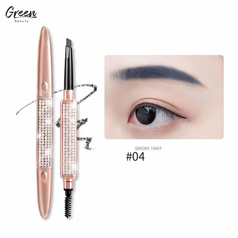 

Popular Custom Logo New Arrival Bling Oil Proof Smooth Diamond Tube 24 Hour Eyebrow Pen Maxfine Brow Pencil With Brush, Black/clear/brown