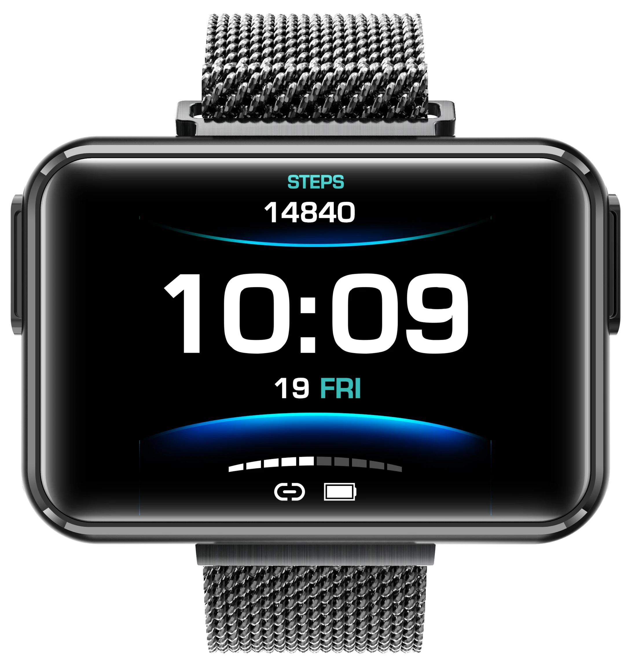 

Metal , Steel Wrist Watch For Men Wide Screen Wireless Earphone TWS Two In One Headset In-ear Earbuds Man's WristWatch Bracelet