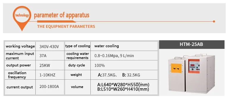 Brass Furnace Metal Smelting, 25KW medium frequency induction equipment for forging