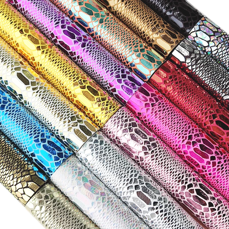 Wholesale 0.5-0.6MM Highlights Snake Pattern Making Hair Bow Soft Faux Leather