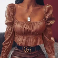 

2020 autumn new arrival fashion girl blouse women puff sleeve crop tops