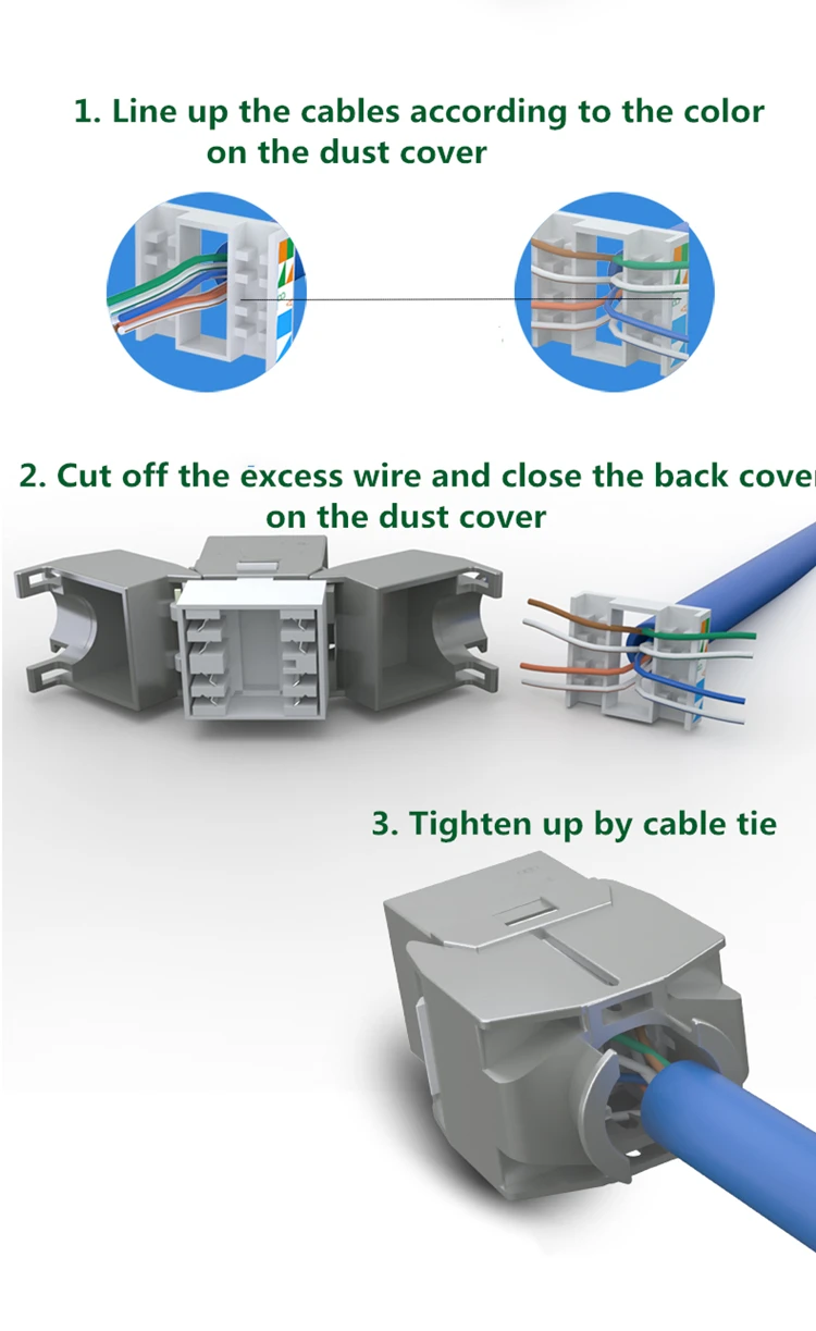 High Density Cat6a Ftp Sftp Keystone Rj45 Cat6a Module Cat6a Keystone