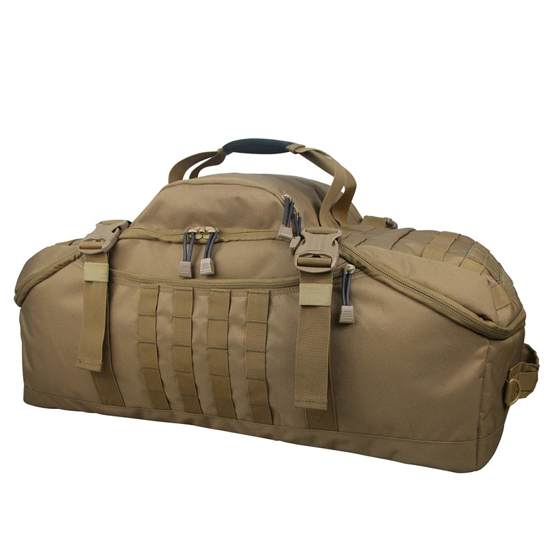 

High Quality Durable Using 600D Pu Polyester Surface Waterproofing Bug Out Bag Military Tactical Duffle Bag, Brown