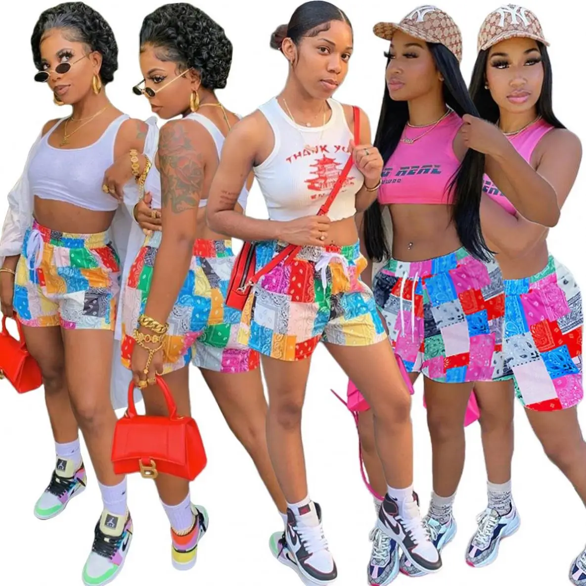 

women's summer shorts 3XL Home Beach Patchwork Lace Biker Shorts Paisley Women's Shorts