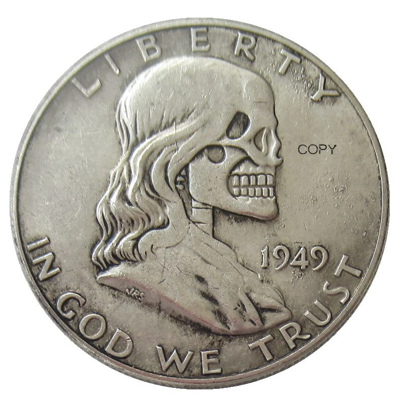 

FK(02) Hobo Creative 1949 Franklin Half Dollar zombie skeleton Silver Plated Reproduction Commemorative Coins