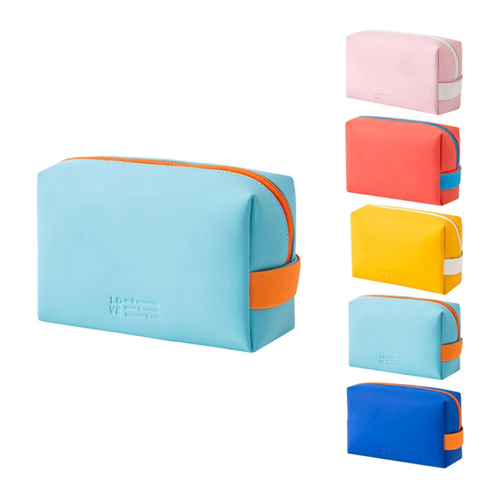 

Candy color Waterproof Portable Makeup Bag Travel Cosmetic Bag PU Leather Brush Storage Pouch for Women