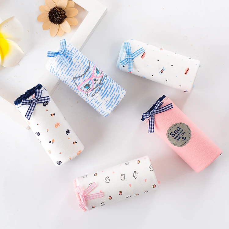 
Young School Little Teen Girl Cute Flower Printed Underwear 100 % Cotton Panties For Girls 