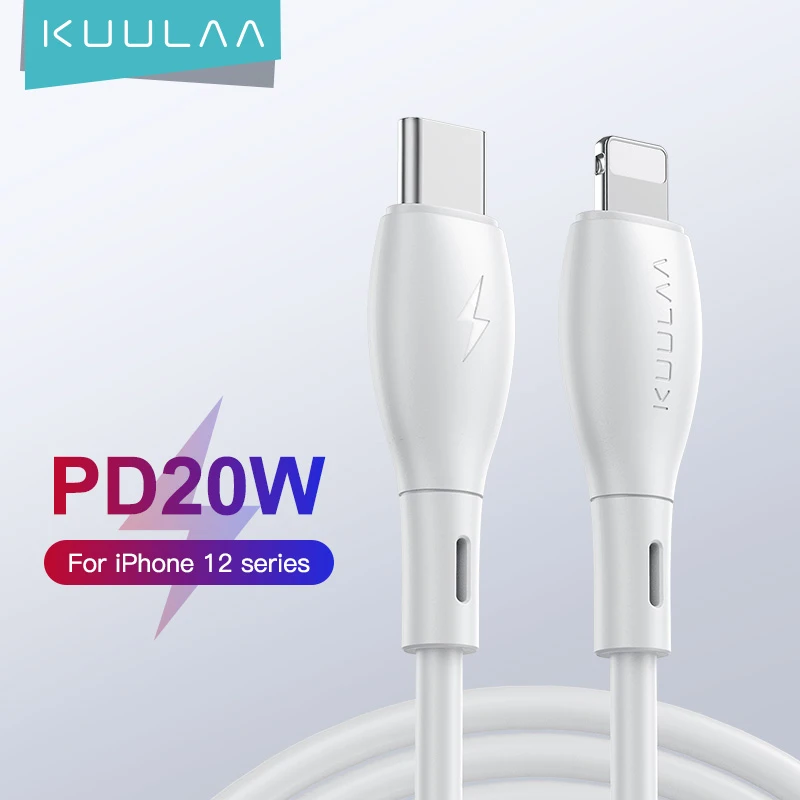 

KUULAA Best Selling Soft Liquid Silicone 1M USB Type C PD 20W Fast Charge Cable for iPhone 12 Pro Max 11 USB C Data Cable