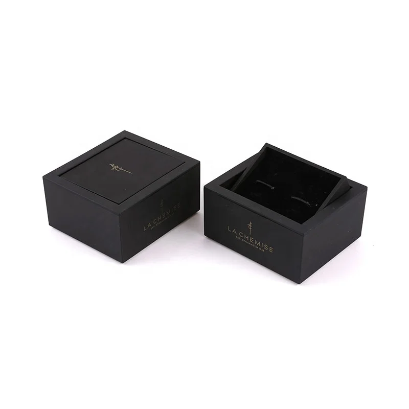 

Rectangular Cufflinks Gift Box Personalized Customizable Private Logo Black Cufflinks Packaging Box with 360 Degree Rotation