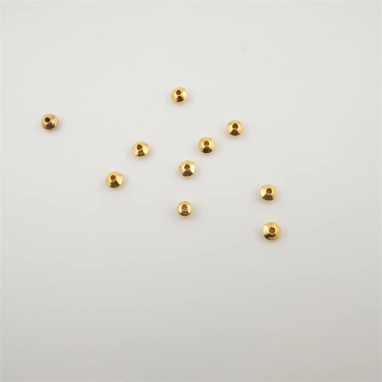 

metal beads findings real 14k gold metal beads golden round beads plated