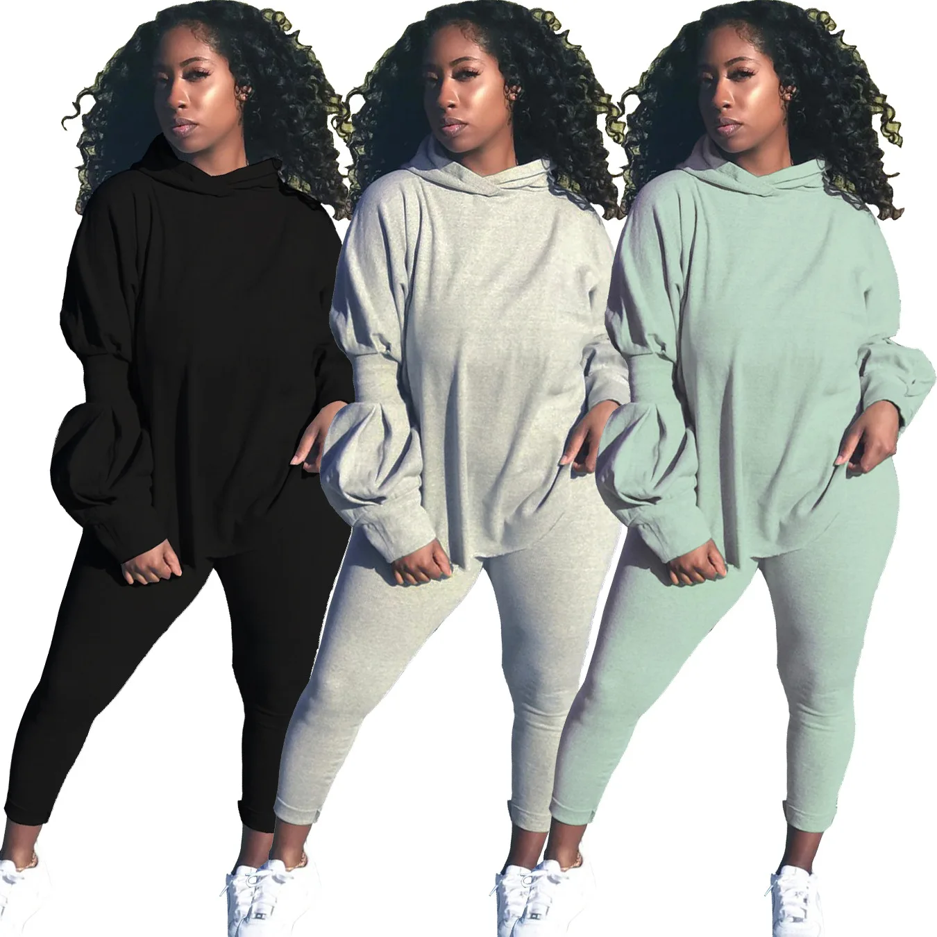 

Women Oversize Plain Sweatshirt Hoodie And Jogger Set Tracksuit Ladies Sets 2 Piece Set